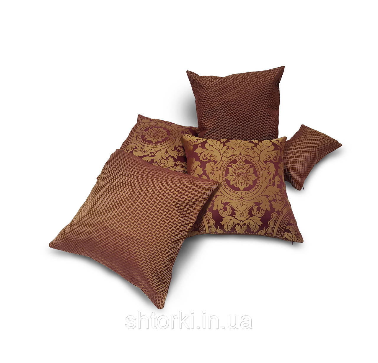 Комплект декоративних подушок Firanka Clasic 38х38см 3шт 38х35см 1шт 31х18см 1шт теракотові (п_0596)