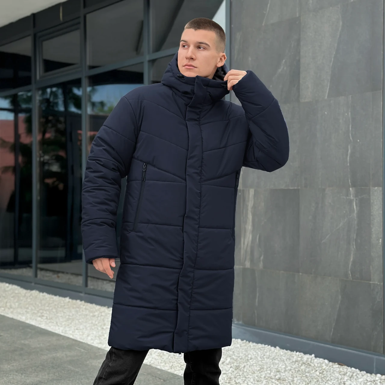 Куртка зимова чоловіча подовжена до -25°С тепла парка пальто Legas темно-синя, фото 1