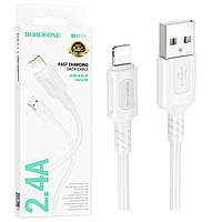 Кабель USB-Lightning Borofone BX111 (2,4А/1м) білий