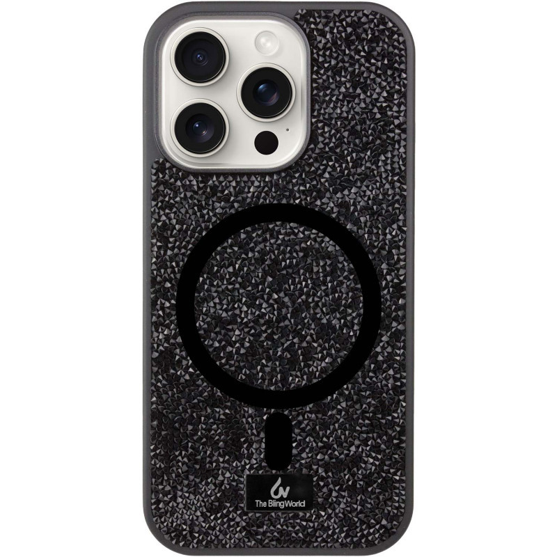 TPU чохол Bling World Rock Diamond with MagSafe для Apple iPhone 16 Pro (6.3") Black