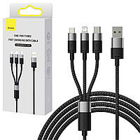 Кабель USB 3в1 Baseus P10319900111-00 (Type-C/Lightning/Micro) (3,5А/60 см) Metal чорно-сірий