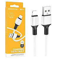 Кабель USB-Lightning Borofone BX84 (2,4A/1м) біло-чорний