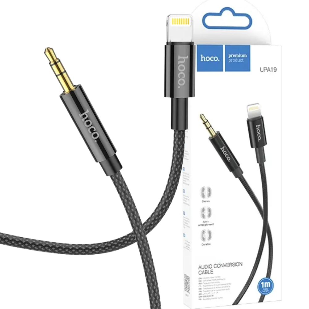 Аукс кабель для айфона Lightning mini-jack 3.5 aux шнур у машину для iphone Apple аудіокабель Hoco