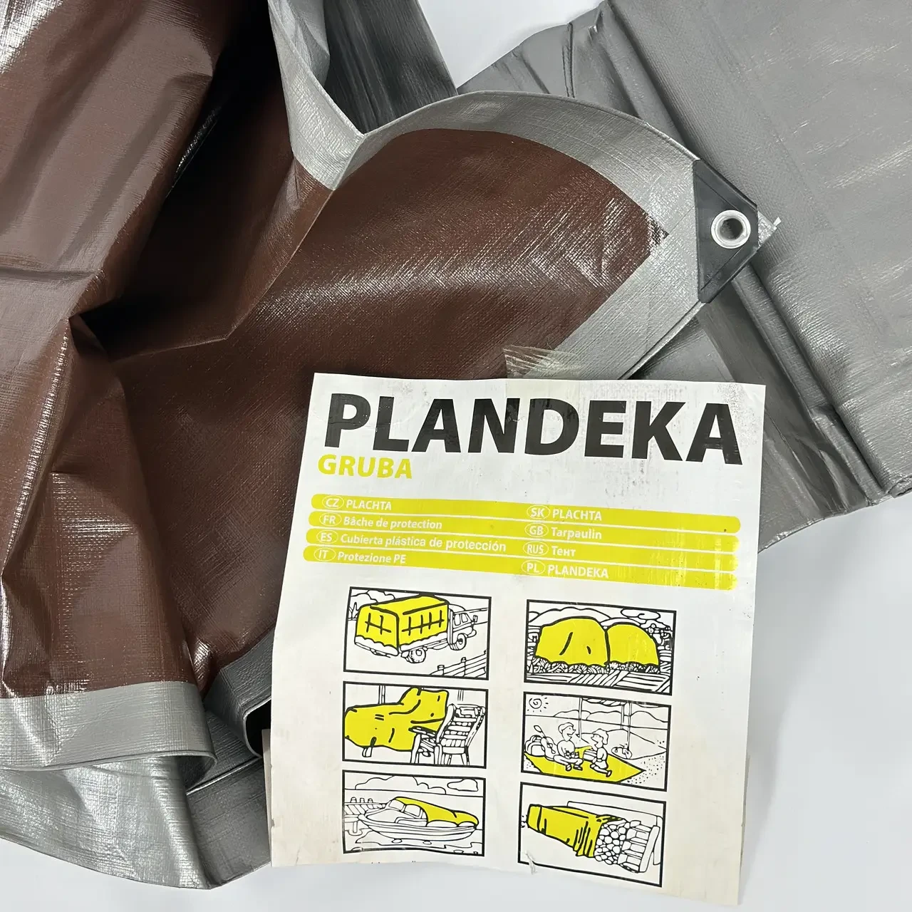 Тент Plandeka Gruba Сіро-Коричневий 210 г/м² 3×5 м Захисний тент для сіна Універсальний тент