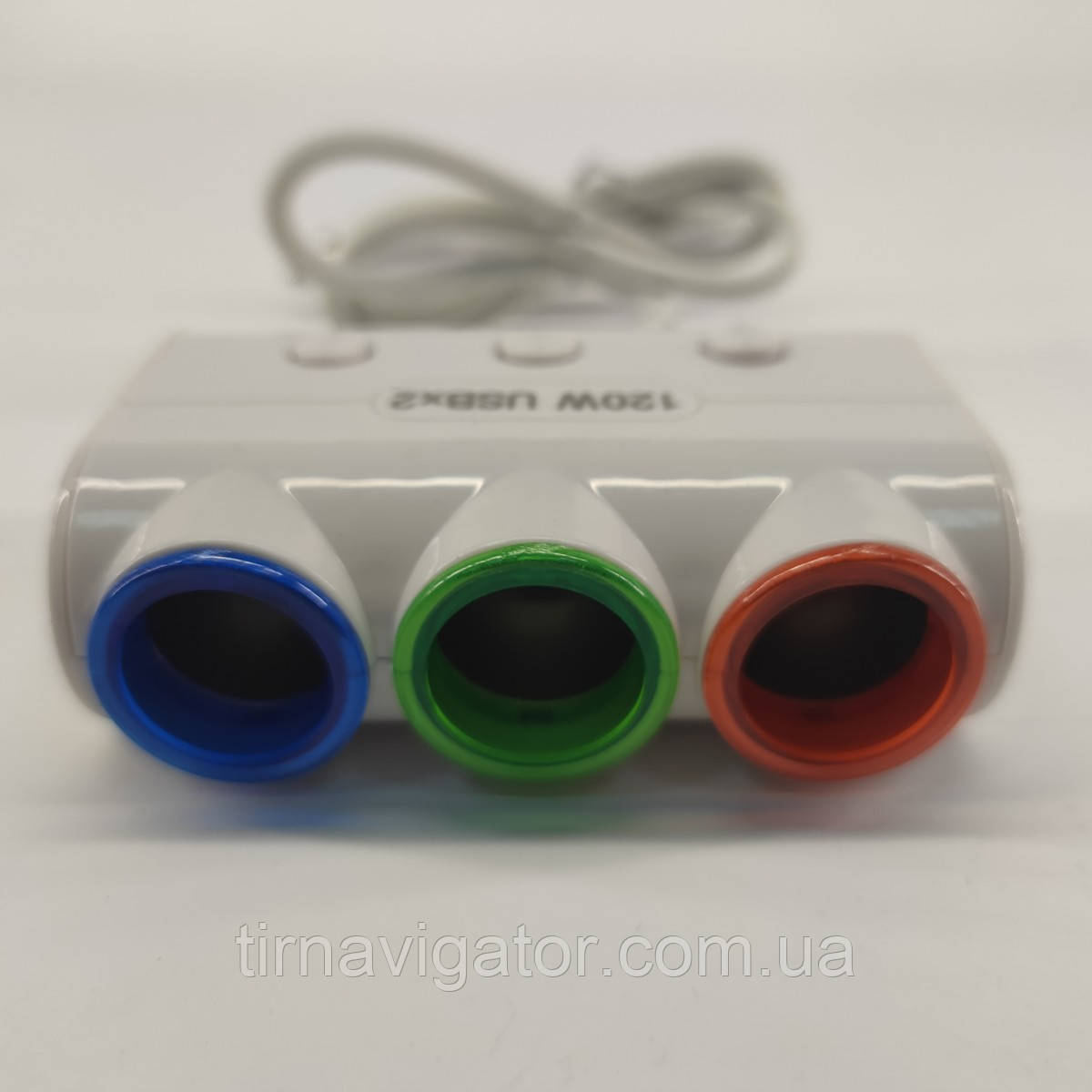 Розгалужувач на 3 виходи +кабель +кнопки 12/24V USB 2.1A