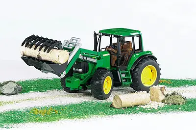 Крутий інерційний трактор навантажувач John Deere дитині Модель екскаватора Ківш і клешня рухається Фари блимають