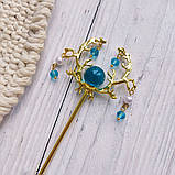 Металева шпилька для волосся «Містичний камінь» з підвісами, фото 2