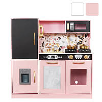 Кухня дитяча дерев'яна AVKO Ріміні ігрова + звукові світлові ефекти + аксесуари для дітей R_2474 Рожевий