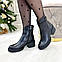 Черевики шкіряні жіночі на широкому підборі. Колір чорний, фото 6