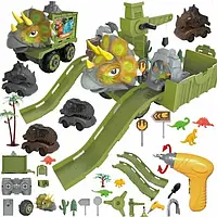 Дитячий паркінг гараж Динозавр 269-86, 4 авто, три траси, кран для підйому, з фігурками динозаврів