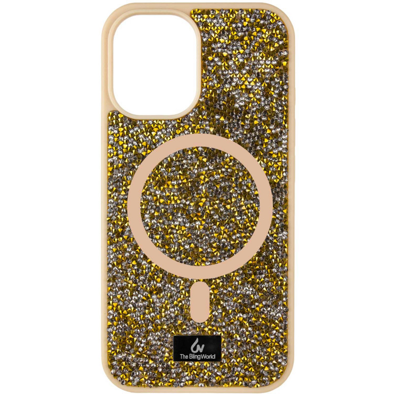 TPU чохол Bling World Rock Diamond with MagSafe для Apple iPhone 15 (6.1") Gold