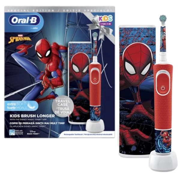 Електрична зубна щітка Oral-B D100.413.2K Kids Extra Soft Marvel Spider-Man с футляром