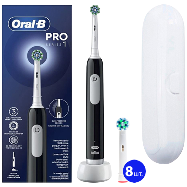 Електрична зубна щітка Oral-B D305.513.3 Pro Series 1 Black (9 нас.) + Футляр
