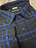 Чоловіча фланелева сорочка чорна в синю клітинку, фото 4