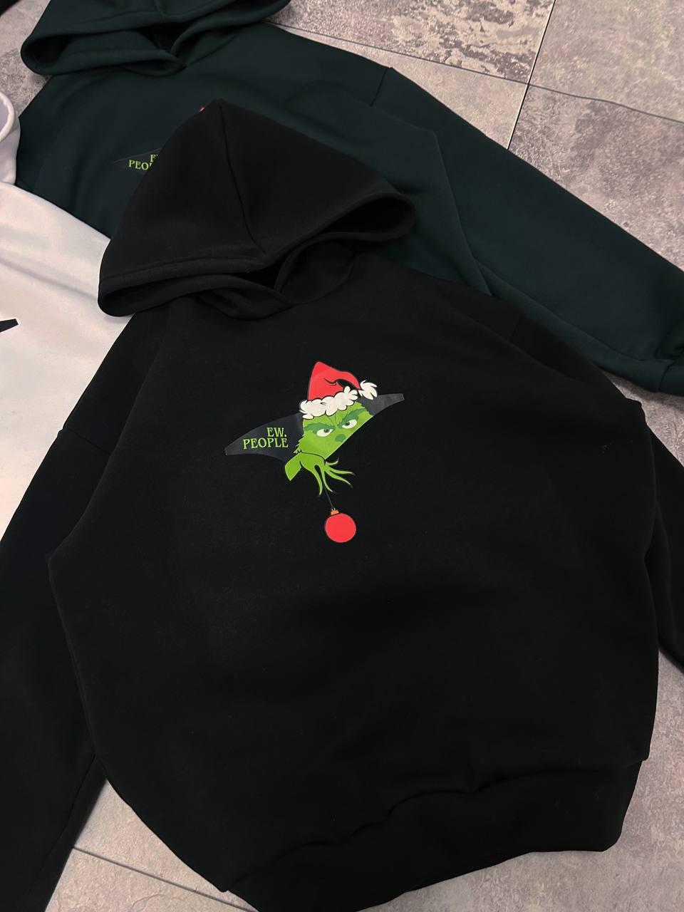 Жіночий худий оверсайз новорічний батник Grinch тринити кофту на флісі Грінч 42-46 жіноча толстовка на подарунок