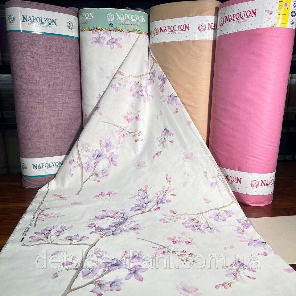 Тканина ранфорс digital оптом "Квітучі гілочки дерева" (рулонами), фото 1