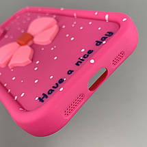 Чохол для Apple iPhone 13 чохол з бантиком з коротким ремінцем на руку на телефон айфон 13 малиновий q01u, фото 4