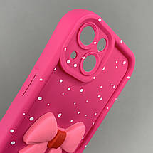 Чохол для Apple iPhone 13 чохол з бантиком з коротким ремінцем на руку на телефон айфон 13 малиновий q01u, фото 3