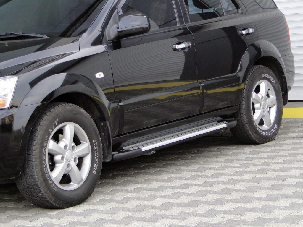 Бічні пороги Allmond Grey на Kia Sorento 2002-2009 Пороги майданчика Кіа Соренто 2 шт.
