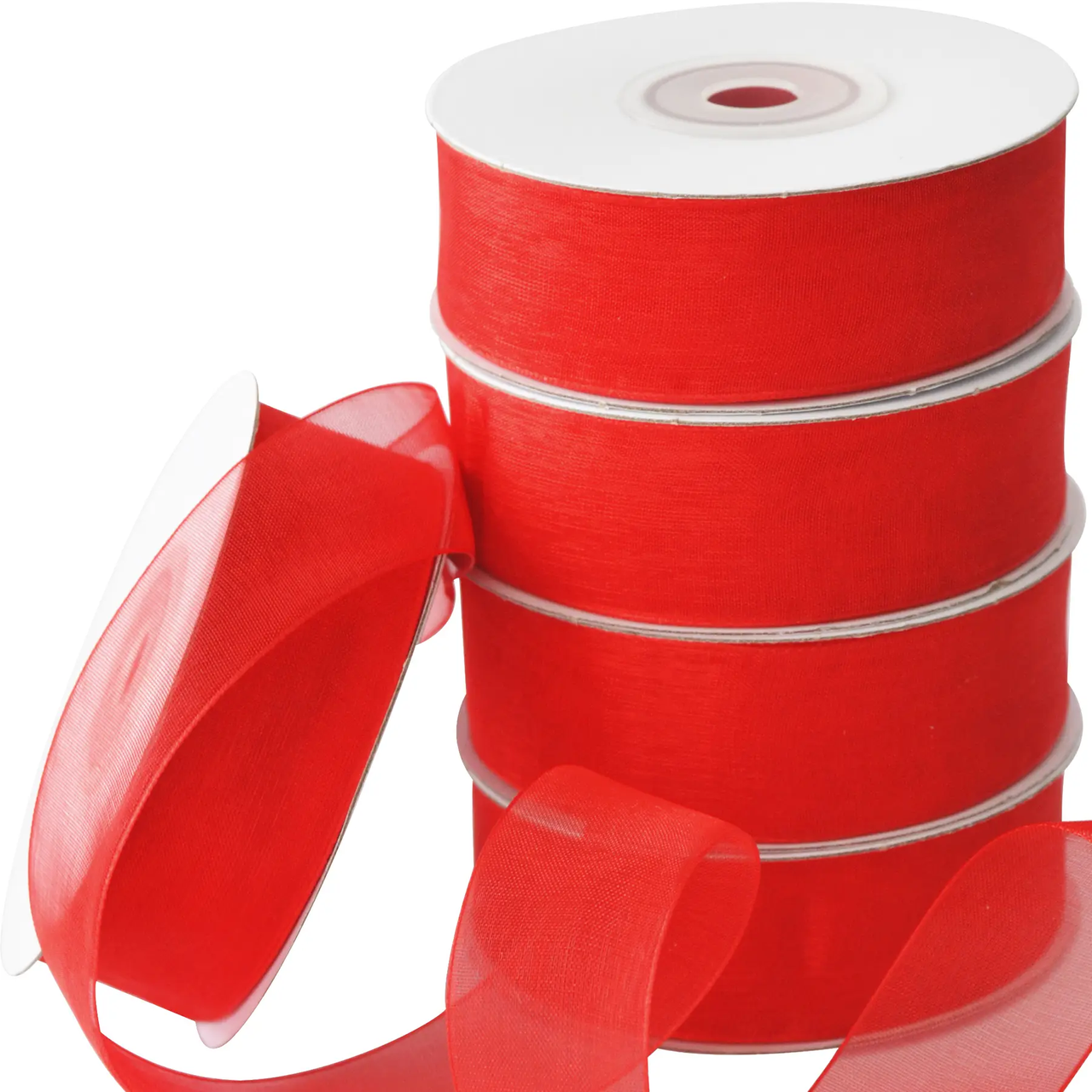 Стрічка органза червоного кольору 2,5см. (1шт, 23 м.)