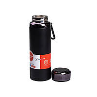 Термос питьевой 1 л черный нержавеющая сталь сохраняет тепло 6 часов холод 12 часов