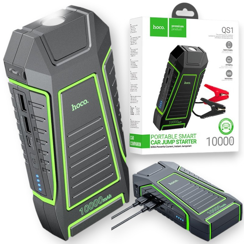 Автомобільний пуско-зарядний пристрій Hoco QS1 10000 mAh Автомобільний бустер з ліхтариком