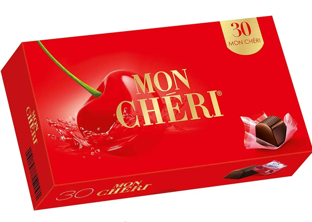 Цукерки Mon Cheri Piemont-Kirsche Праліне Мон Чері Ferrero 315 г Німеччина (3 шт./1 уп), фото 1