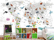 Самоклеюча плівка Oracal "Сіра карта світу на білому фоні", шпалери для дитячої кімнати, фото 3