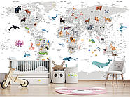 Самоклеюча плівка Oracal "Сіра карта світу на білому фоні", шпалери для дитячої кімнати, фото 4