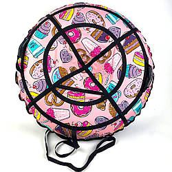 Санки Надувні - Тюбінг 120 см ''Кексики'' (Оксфорд, ПВХ) пончик для снігу, надувна ватрушка для снігу, Таблетка, льодянка