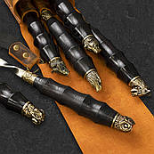 Подарункові дерев'яні шампури для шашлику м'яса гриля та барбекю шампура в чохлі чоловікам якісні набори шампурів на подарунок