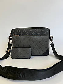 Чоловіча сіро-чорна шкіряна сумка Louis Vuitton