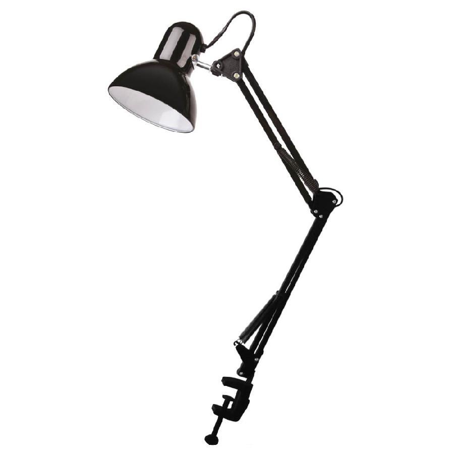 Настільна лампа на струбцині, чорна