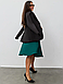 Витончене та стримане жіноче плаття-міді на запах, темно-зелене, фото 4