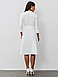 Витончене та стримане жіноче плаття-міді на зпах, молочно-біле, фото 5