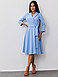Витончене та стримане жіноче плаття-міді на зпах, блакитне, фото 2