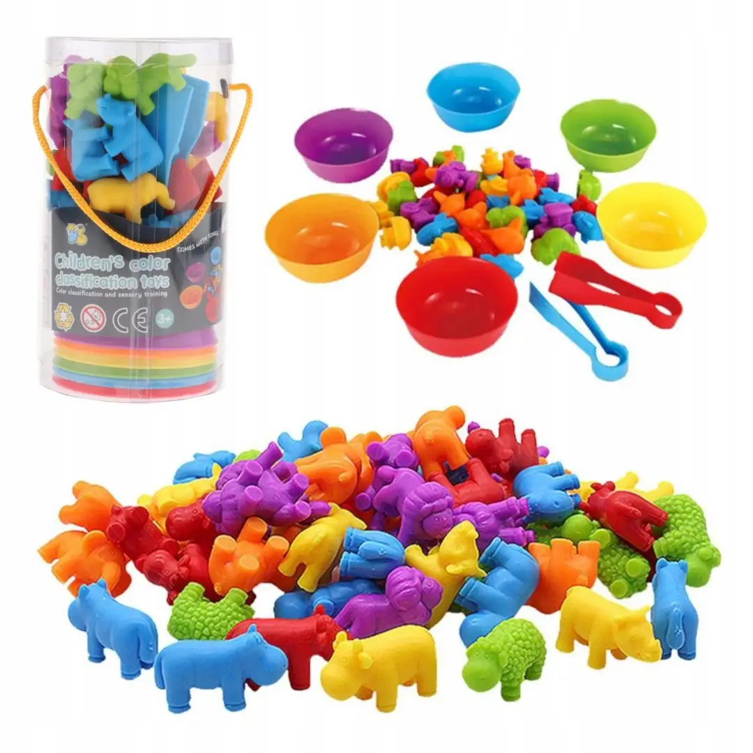 Логічна гра сортер з пінцетом Звірята на 36 елементів, фото 1