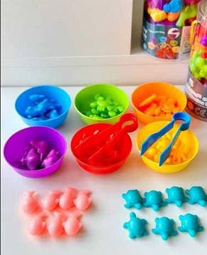 Сортер із силіконовими фігурками та пінцетами Морськы тварини, фото 2