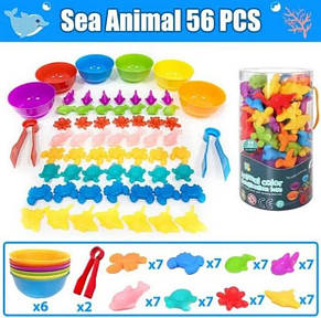 Сортер із силіконовими фігурками та пінцетами Морськы тварини, фото 3