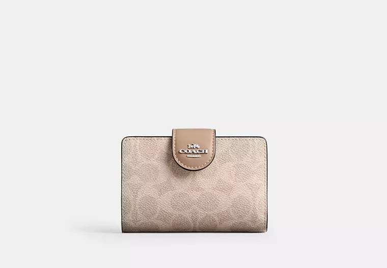 Жіночий гаманець Coach Medium Corner Zip Wallet In Signature Canvas (пісочний) ОРИГІНАЛ