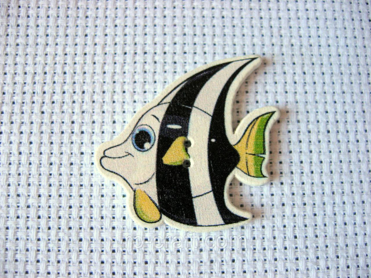 Гудзик дерев'яний, декоративний. Скалярія, 30х33 мм, фото 1