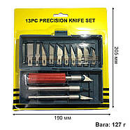 Професійний набір макетних ножів, скальпелів 16 в 1 | Набір для творчості з марганцевої сталі 65#, фото 9