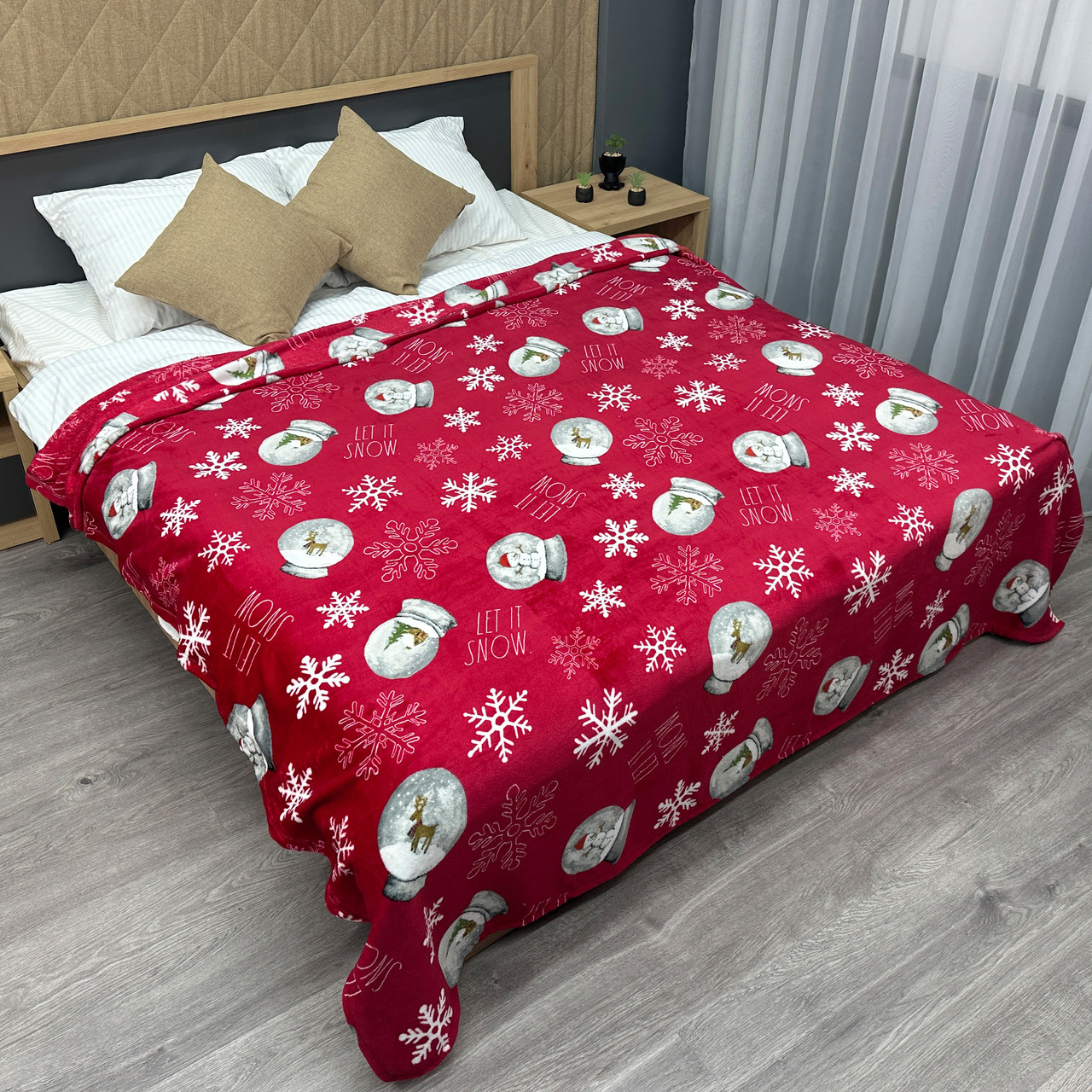 Плед-покривало Decorator WellSoft з різдвяним принтом, колір червоний, фото 1