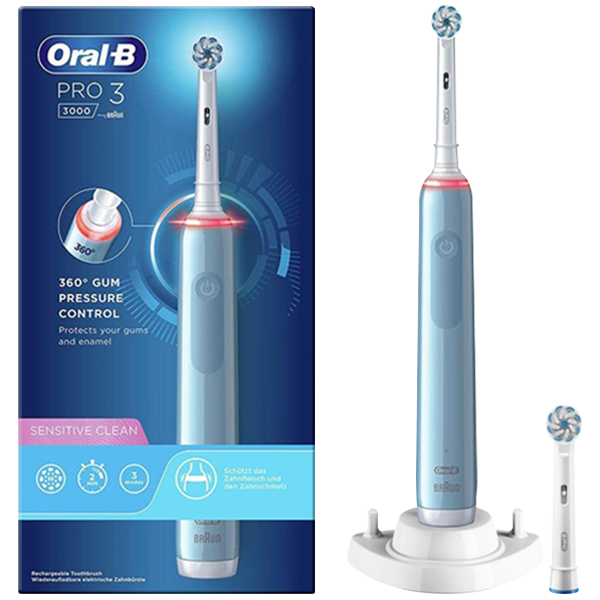 Електрична зубна щітка Oral-B D505.513.3 Pro 3 3000 Sensitive Clean Blue (2 нас.)