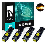 Комплект світлодіодних ламп NAPO LED T5-3030-3smd T5 W1,2W 4 шт колір світіння бурштиновий
