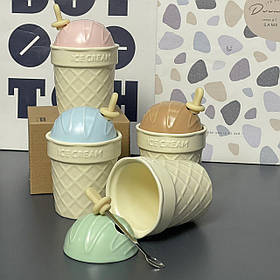Чашка "Морозиво", мікс, Кружка керамическая с зеркальной крышкой "Ice cream"