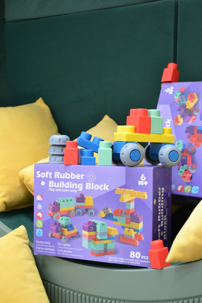 Конструктор м'який силіконовий 80 деталей, фото 1