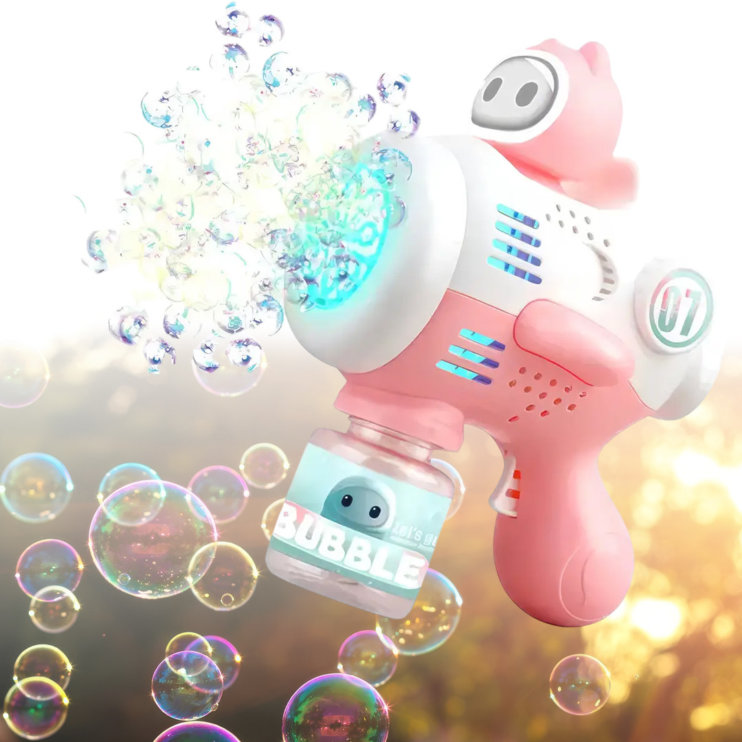 Пістолет для мильних бульбашок з підсвічуванням на батарейках Bubble maker AND 066 Генератор мильних бульбашок