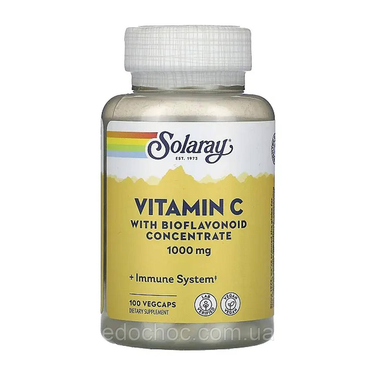 Вітамін С з біофлавоноїдами (Vitamin C with Bioflavonoid Concentrate) 1000 мг/50 мг 100 капсул SOR-04440