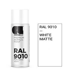 Аерозольна фарба Cosmos Lac RAL 9010 White Matte (Білий матовий) 400 мл